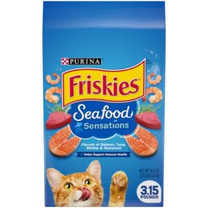 purina friskies dry cat food, seafood sensations - (4) 3.15 lb. bags