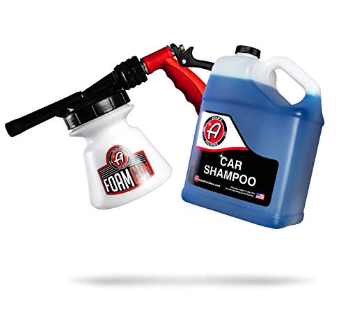 Adam’s Standard Foam Gun & Car Shampoo - Car Wash & Car Cleaning Auto Detailing Kit | Soap Shampoo & Garden Hose for Thick Suds | No Pressure Washer Required | Car Wax Tool Supplies