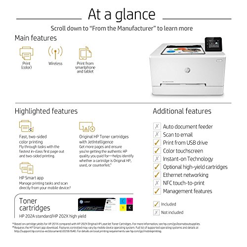 HP Laserjet Pro M254dw Wireless Color Laser Printer (T6B60A) (Renewed)