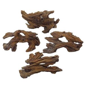 tfwadmx 4 pcs aquarium resin driftwood decoration log fish tank cave hideout wood decor freshwater betta ornament aquarium decorations