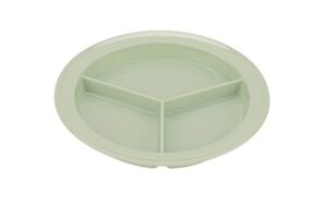g.e.t. cp-530-g-ec heavy-duty 3 compartment plastic divided compartment plates, deep sided, 9", green (set of 4)