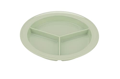 G.E.T. CP-530-G-EC Heavy-Duty 3 Compartment Plastic Divided Compartment Plates, Deep Sided, 9", Green (Set of 4)