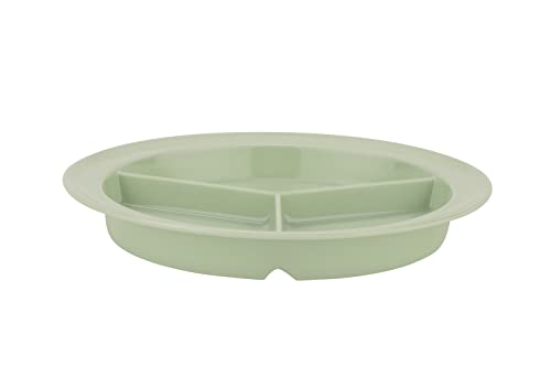 G.E.T. CP-530-G-EC Heavy-Duty 3 Compartment Plastic Divided Compartment Plates, Deep Sided, 9", Green (Set of 4)