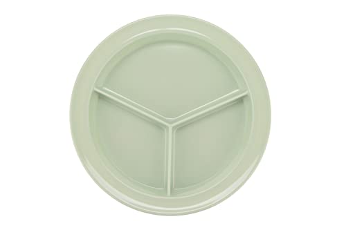 G.E.T. CP-530-G-EC Heavy-Duty 3 Compartment Plastic Divided Compartment Plates, Deep Sided, 9", Green (Set of 4)