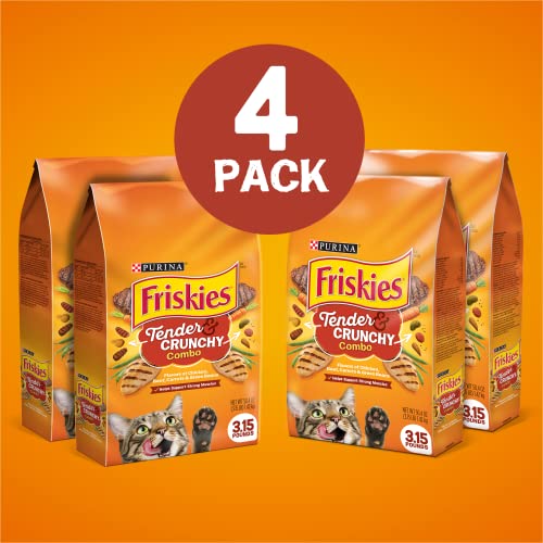 Purina Friskies Dry Cat Food, Tender & Crunchy Combo - (4) 3.15 lb. Bags