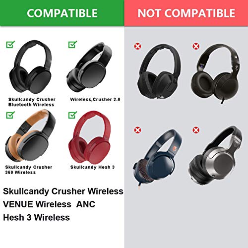 Hesh3 Crusher Ear Pads - defean Replacement Ear Cushion Earpads Cover Compatible with Skullcandy Crusher Wireless, Hesh 3 Wireless, Venue Wireless ANC,Over-Ear Headphone (Black)