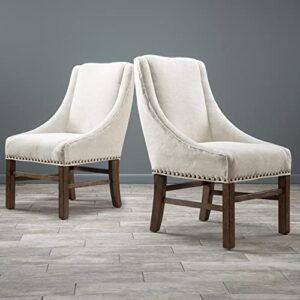 Christopher Knight Home James Fabric Dining Chairs, 2-Pcs Set, Natural