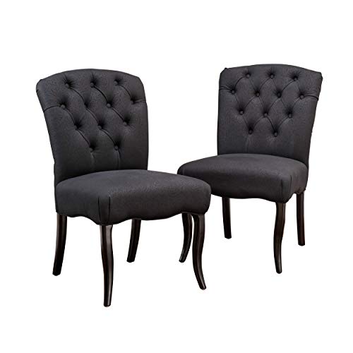 Christopher Knight Home Hallie Dining Chairs, 2-Pcs Set, Black Scroll