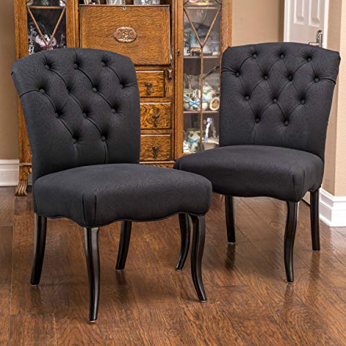 Christopher Knight Home Hallie Dining Chairs, 2-Pcs Set, Black Scroll