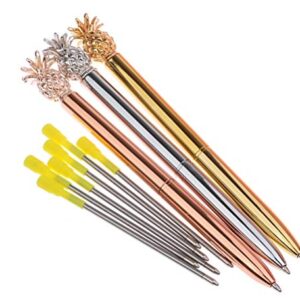 Pineapple Pens Ballpoint Pens + 6Pcs 3.2'' Ballpoint Pen Refills Black Ink (4Pcs Pineapple pens)