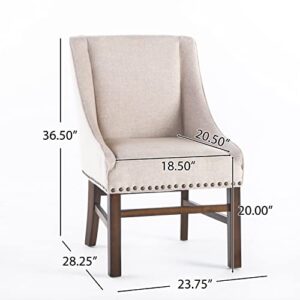 Christopher Knight Home James Fabric Dining Chair, Wood, Natural