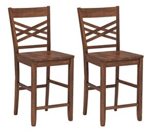 amazon brand – ravenna home luna rustic wood counter stool, 40.5"h, walnut (set of 2)