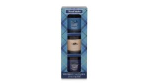 yankee candle flannel weather gift set 3 mini candles - warm luxe cashmere, amber & sandalwood, and lakefront lodge