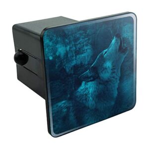 wolf howl howling blue moon wolves tow trailer hitch cover plug insert 2"