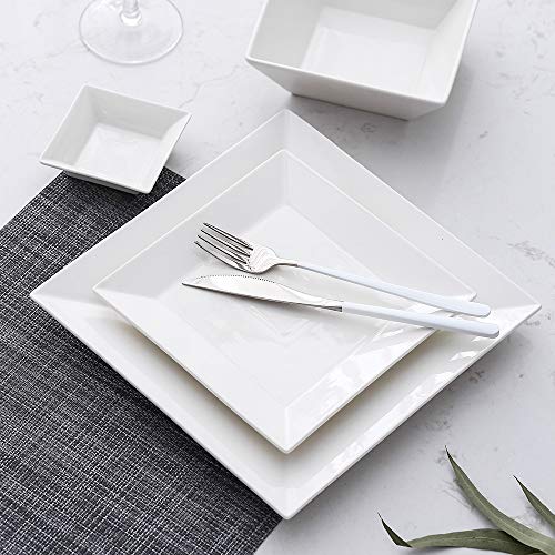 Porlien 24-Piece Classic Square Dinnerware Set for 6, Off White