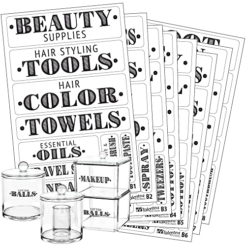 Talented Kitchen Farmhouse Bathroom Beauty Organization Labels – 72 Bathroom & Makeup Organization Preprinted Sticker. Water Resistant, Canister Labels. Jar Decals Bath Storage (Set of 72 – Bathroom)