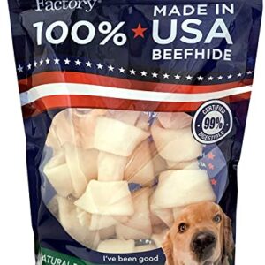 Pet Factory 100% Made in USA Beefhide 4-5" Knotted Bones Dog Chew Treats - Natural Flavor, 8 Count/1 Pack