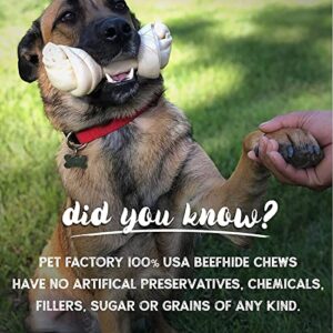 Pet Factory 100% Made in USA Beefhide 4-5" Knotted Bones Dog Chew Treats - Natural Flavor, 8 Count/1 Pack