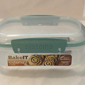 Sistema Bake It Food Storage for Baking Ingredients, Toppings Container, 2.9 Cups, Clear with Aqua Accents