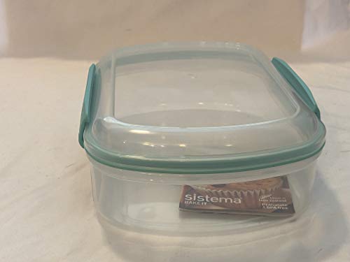 Sistema Bake It Food Storage for Baking Ingredients, Toppings Container, 2.9 Cups, Clear with Aqua Accents