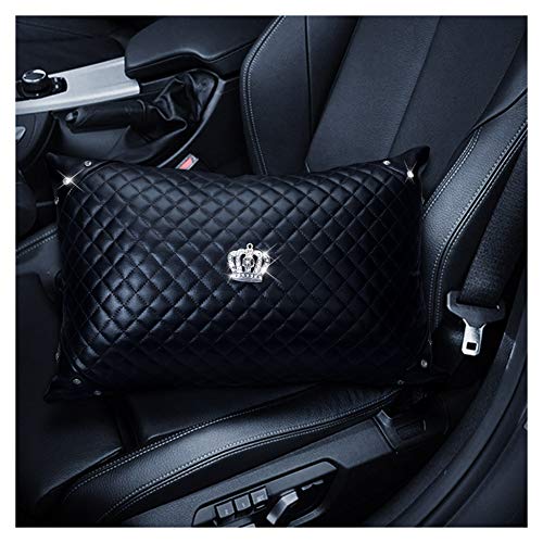 HYL World Car Accessories Waist Pillow Four Seasons Universal Leather Diamond Crown Car Lumbar Support Pillow