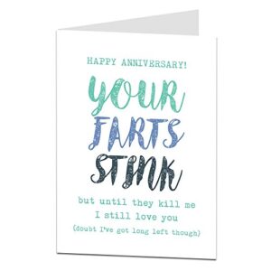 limalima funny anniversary card perfect for wedding & 1st boyfriends husband girlfriend or wife rude your farts stink design