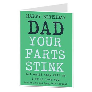 limalima birthday card for dad funny your farts stink design perfect for 50th 60th 70th blank inside to add your own rude greetings