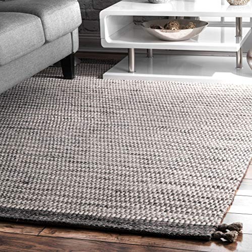 nuLOOM Jenson Braided Tassel Wool Area Rug, 8 ft 6 in x 11 ft 6 in, Grey