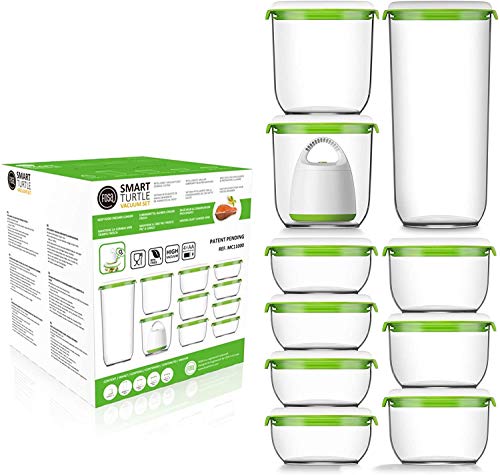 FOSA Vacuum Seal Food Storage System Reusable Container Deluxe Set with Vacuum and 10 Reusable containers