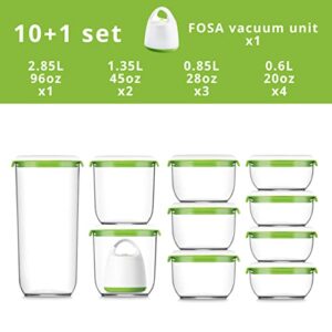 FOSA Vacuum Seal Food Storage System Reusable Container Deluxe Set with Vacuum and 10 Reusable containers