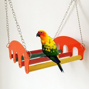 Hypeety Bird Cage Parrot Toys Wood Perch Climbing Ladder Toy Parrot Swings Wood Bridge Ladders Perches Stand for Small Birds Parakeet Cockatiel (D: Swing Bridge)