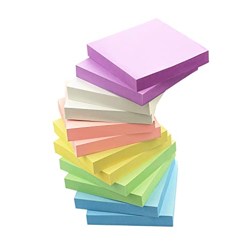 Early Buy 6 Candy Color Sticky Notes Self-Stick Notes 3 in x 3 in, 100 Sheets/Pad, 12 Pads/Pack in Box