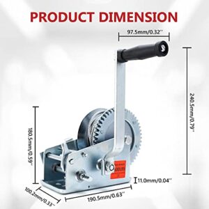 ALAVENTE Hand Winch Crank Cable 3500lbs, Heavy Duty Gear Winch for RV Trailer, Boat or ATV (Steel)