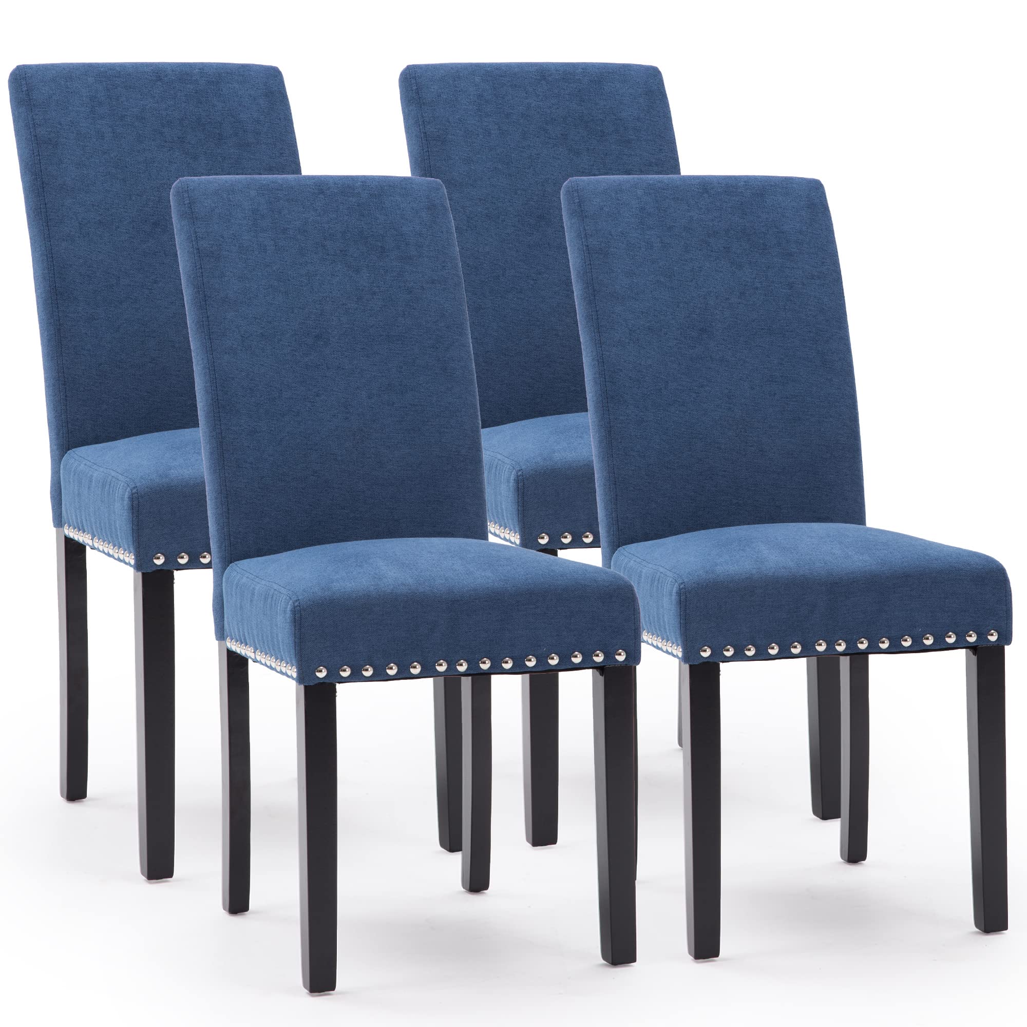 LSSPAID Dining Chairs, Fabric Padded Dining Room Chairs, Nail Head Trim Dining Chair, Blue, Set of 4