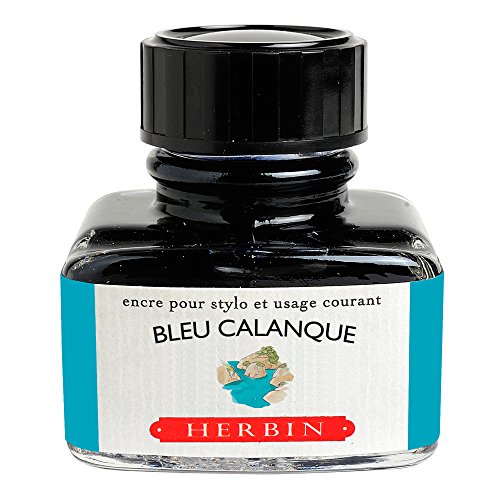 J. Herbin Bleu Calanque Fountain Pen Ink, Glass Bottle, 30ml