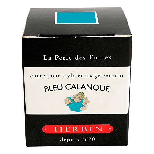 J. Herbin Bleu Calanque Fountain Pen Ink, Glass Bottle, 30ml