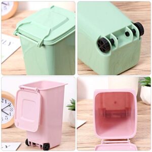 TOYMYTOY Office Trash Can, Desktop Mini Trash Bin, Garbage Bin Set Pencil Cup Holder with Lips & Wheels(4PCS)