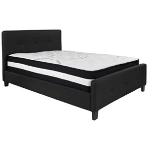 flash furniture tribeca full size tufted upholstered platform bed in black fabric with pocket spring mattress
