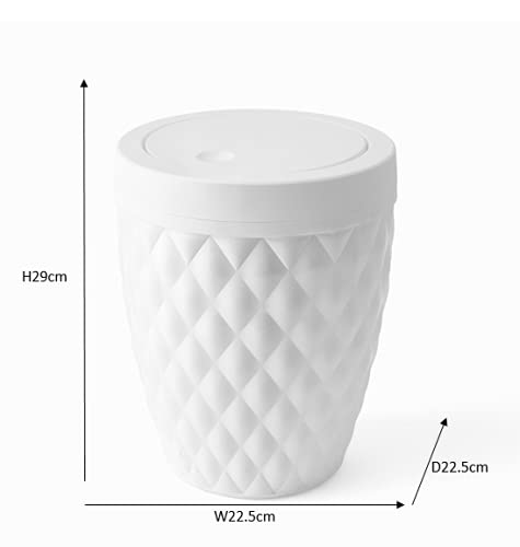 Addis 518030 Diamond Style Round Swing Lid Bathroom Bin, White