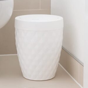 Addis 518030 Diamond Style Round Swing Lid Bathroom Bin, White