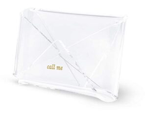 kate spade new york business card holder for women, stylish clear acrylic business card organizer for desktop, call me