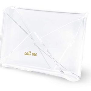 Kate Spade New York Business Card Holder for Women, Stylish Clear Acrylic Business Card Organizer for Desktop, Call Me