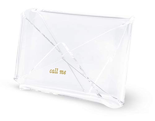 Kate Spade New York Business Card Holder for Women, Stylish Clear Acrylic Business Card Organizer for Desktop, Call Me