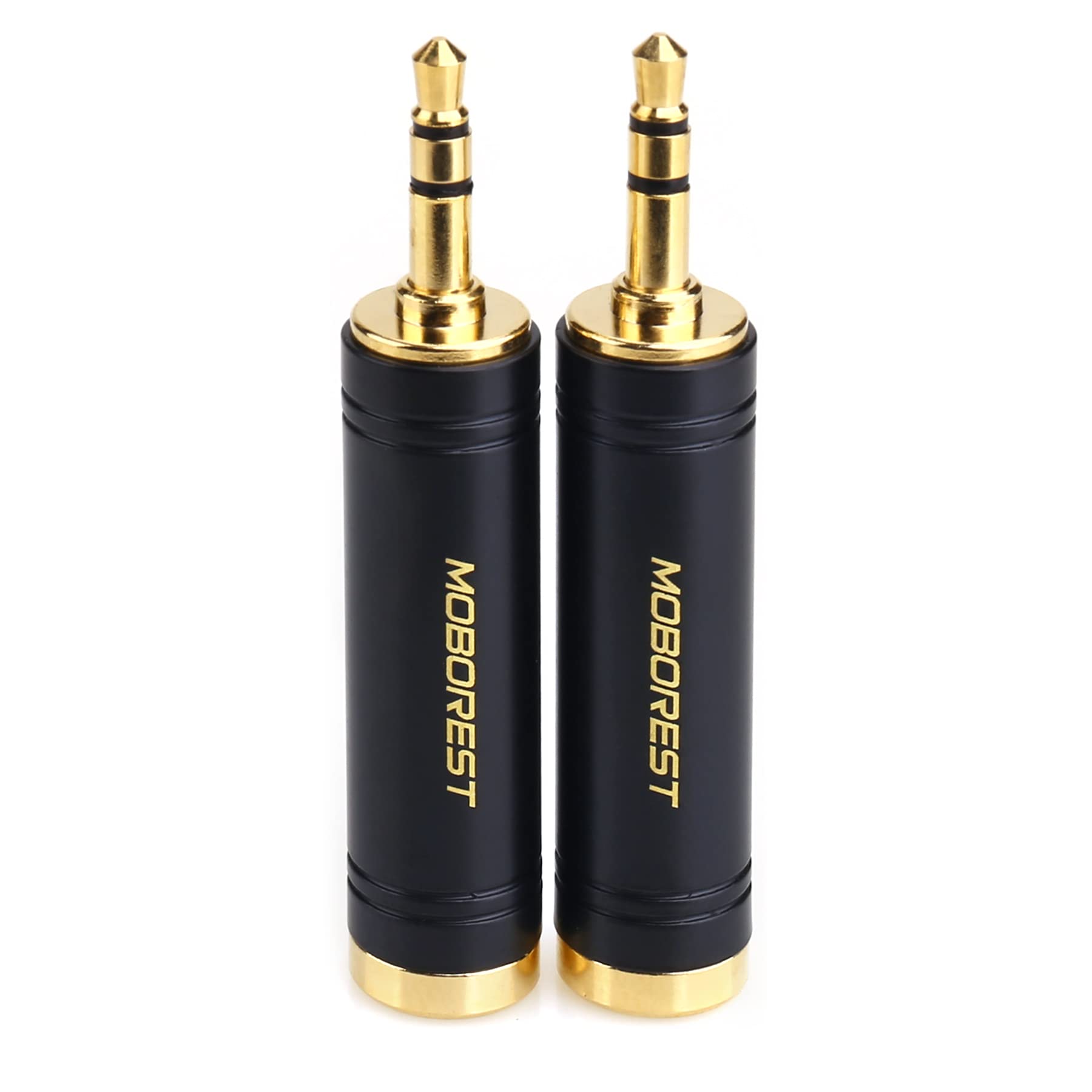 MOBOREST 3.5mm M to 6.35mm F Stereo Pure Copper Adapter, 1/8 Inch Plug Male to 1/4 Inch Jack Female Stereo Adapter, Can be Used for Conversion Headphone adapte, amp adapte, Black Fashion 2-Pack