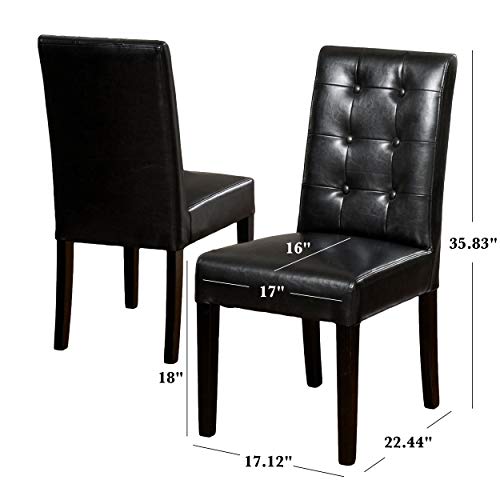 Christopher Knight Home Roland Leather Dining Chairs, 2-Pcs Set, Black