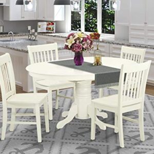 East West Furniture AVNO5-LWH-W Kitchen Set, 5 Pieces, Linen White