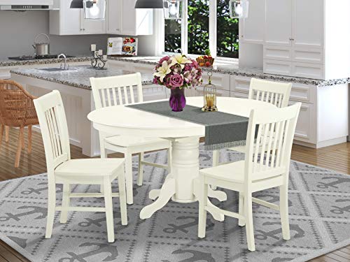 East West Furniture AVNO5-LWH-W Kitchen Set, 5 Pieces, Linen White