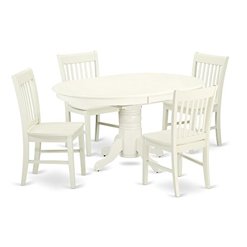 East West Furniture AVNO5-LWH-W Kitchen Set, 5 Pieces, Linen White