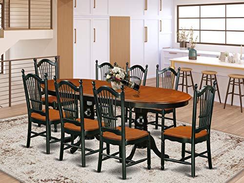 East West Furniture PLDO9-BCH-W Dining Set, 9-Piece