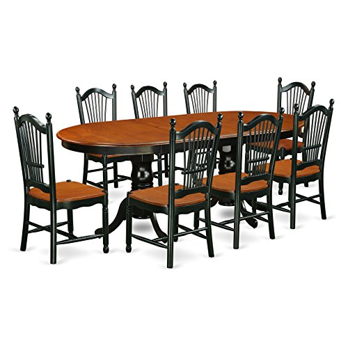 East West Furniture PLDO9-BCH-W Dining Set, 9-Piece